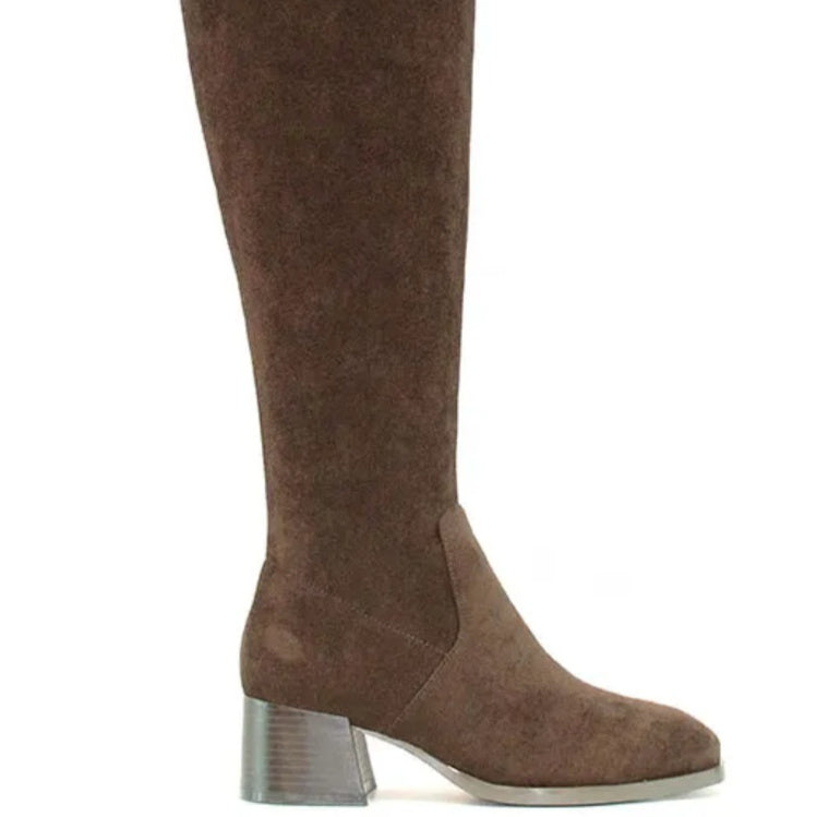 Sarah Express Over-the-Knee Suede Martin Boots Brown