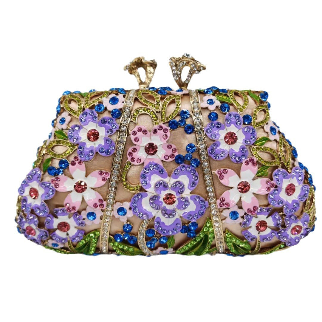 Sarah Express Floral Enamel Diamond Embellished Evening Clutch