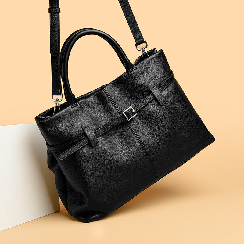 Sarah Express Genuine Leather Tote Handbag with Chain