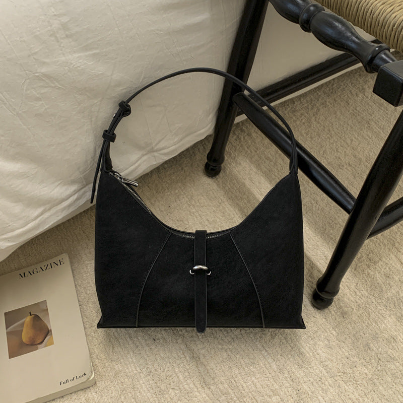 Sarah Express Retro Matte Dumpling Underarm Crossbody Bag Black 27X9X14