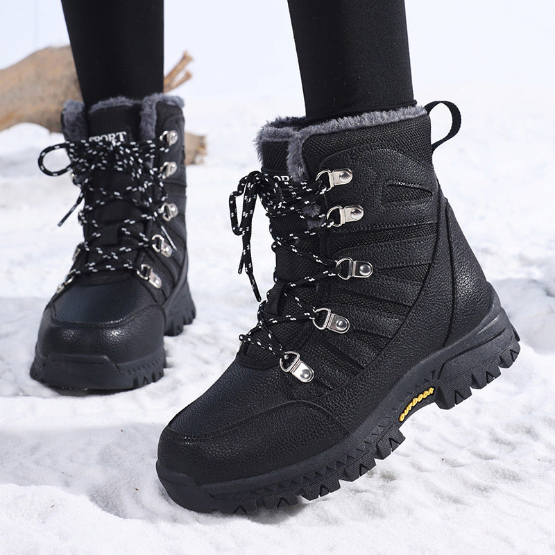Sarah Express Women's Fleece-Lined Waterproof Winter Snow Boots Black