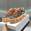 Sarah Express Patterned Cloth Low Top Casual Flats Blue