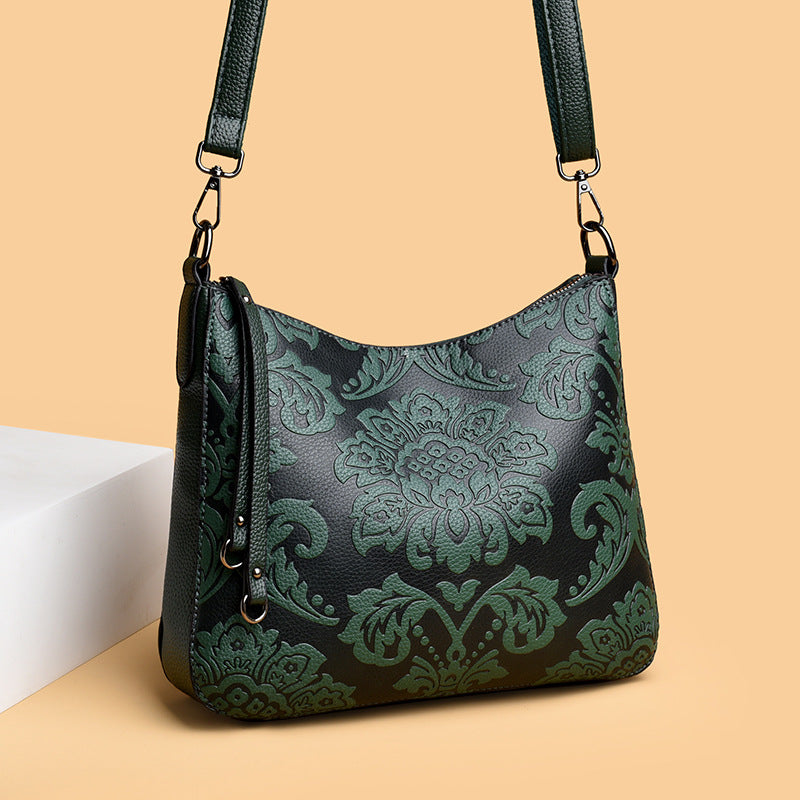 Sarah Express Embossed PU Leather Crossbody Messenger Bag