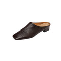 Sarah Express Square Toe Cowhide Low Block Mules Amber Brown