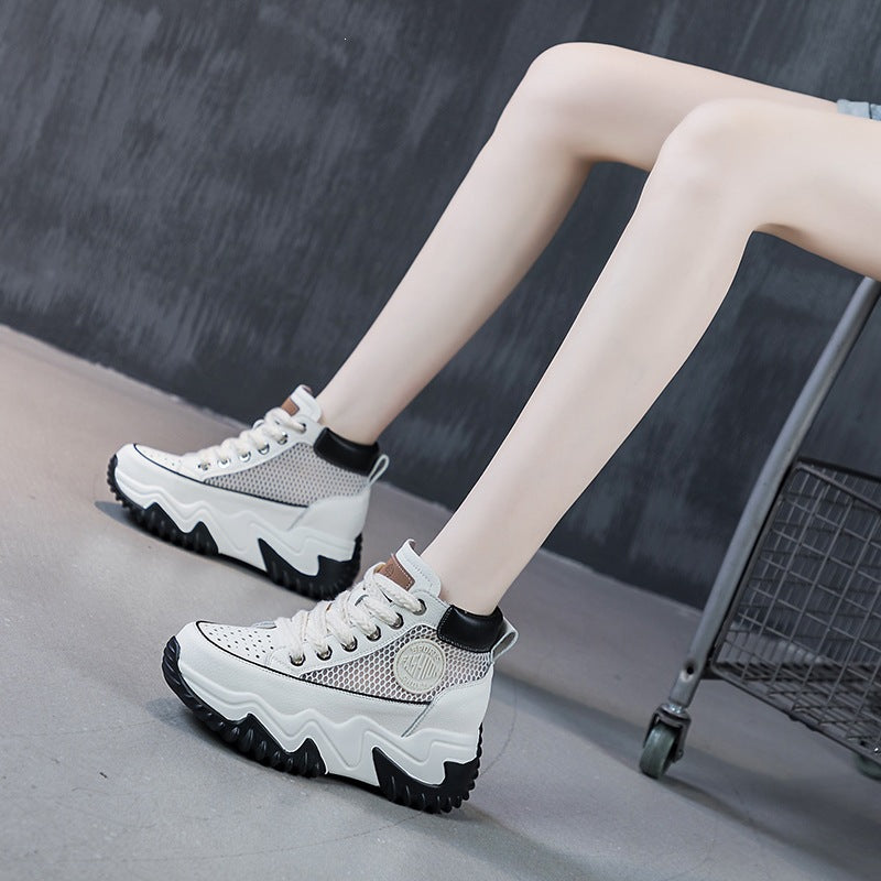 Sarah Express High-Top Wedge Sneakers with Perforated Detail