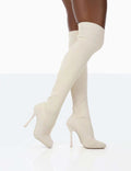 Sarah Express Over The Knee Ribbed Stiletto Boots Off white