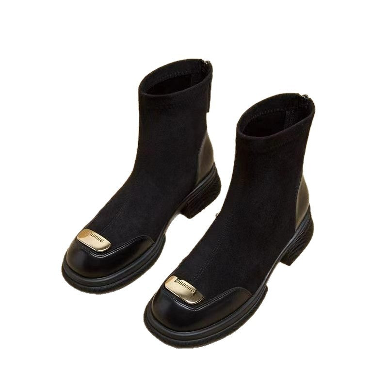 Sarah Express Women's Chunky Heel Martin Ankle Boots