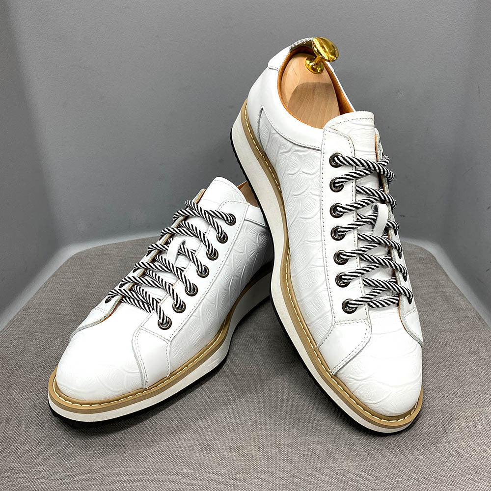 Sarah Express Embossed Pattern Lace Up Men Shoes