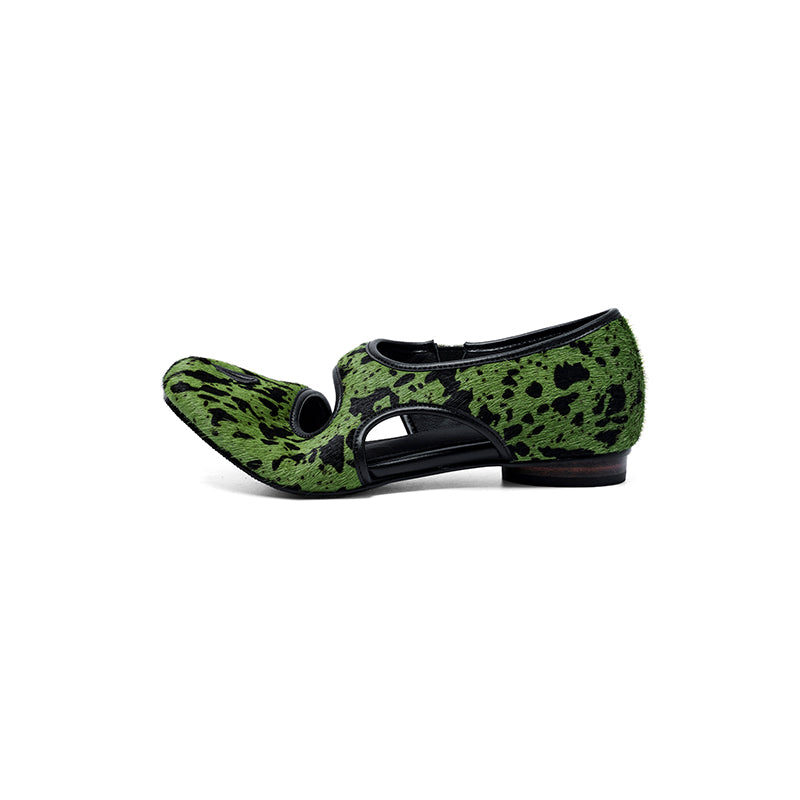 Sarah Express Pony Hair Split-Toe Mary Jane Flats Green