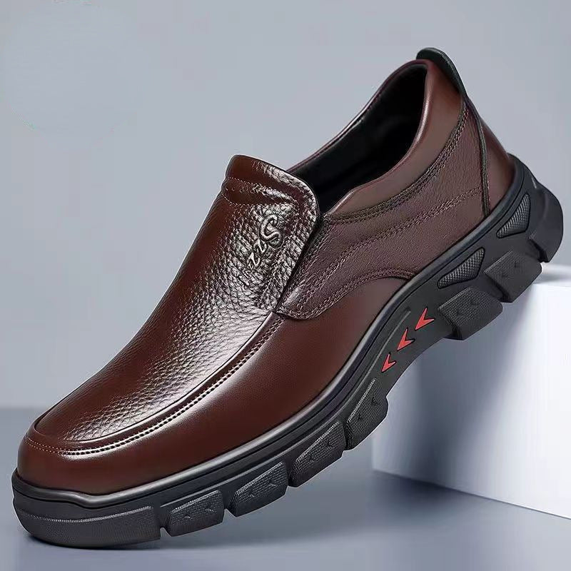 Sarah Express Casual Round Toe Slip-On Leather Flats