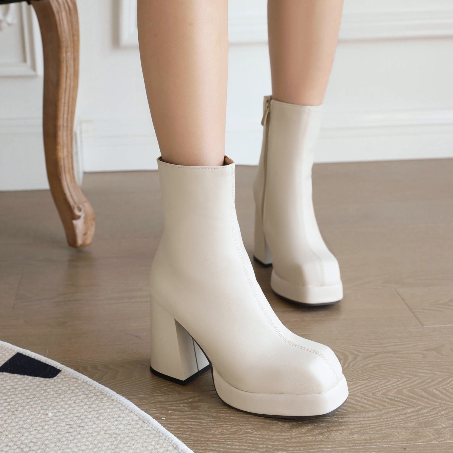 Sarah Express Retro Chunky Heel Platform Ankle Boots