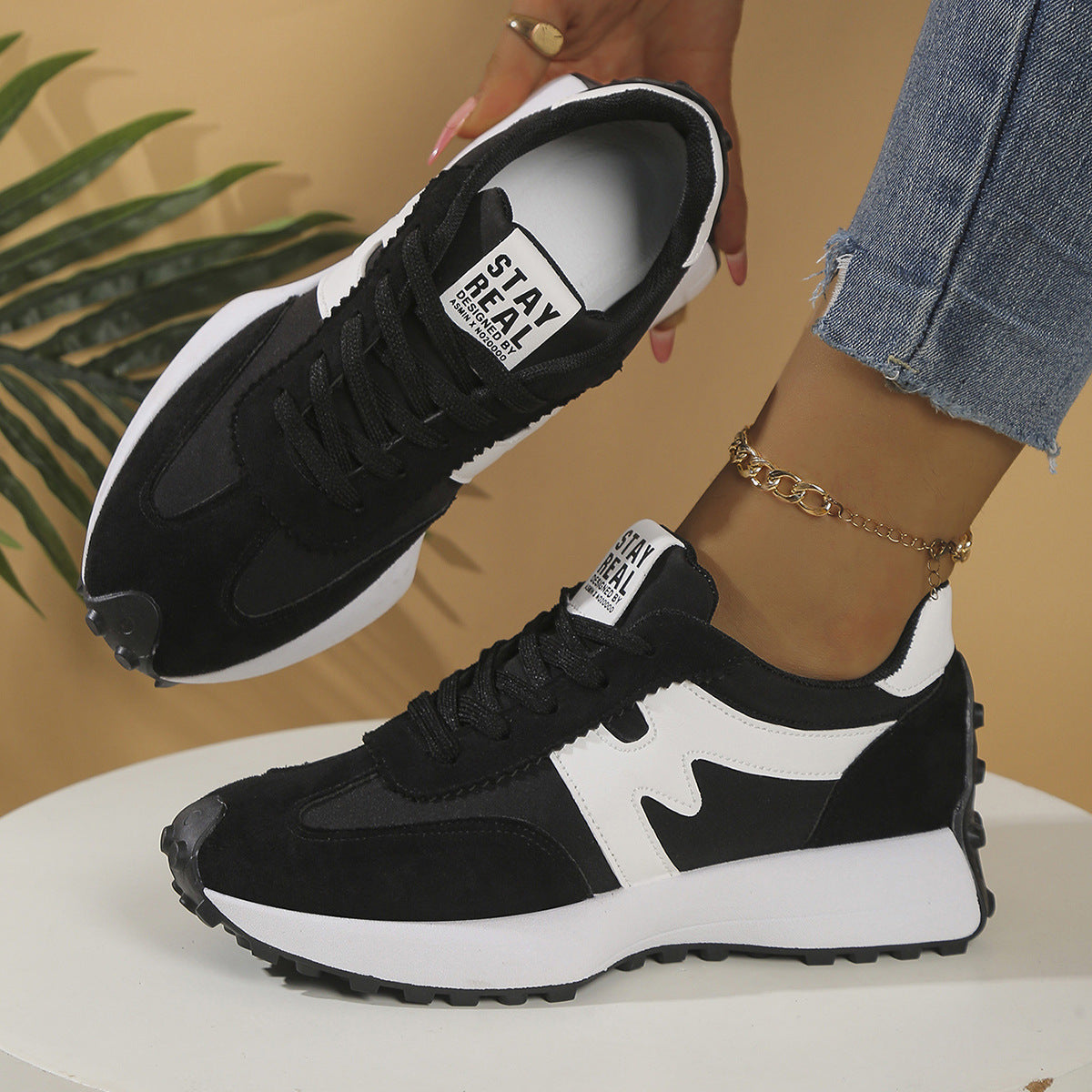 Sarah Express Women's Chunky Platform Lace-Up Sneakers