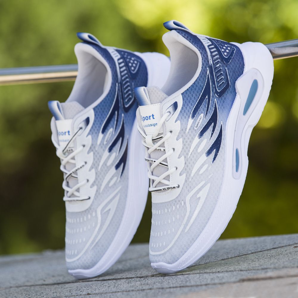 Sarah Express Men's Breathable Mesh Lightweight Athletic Sneakers White And Blue