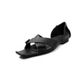 Sarah Express Handmade Crisscross Flat Leather Sandals Black