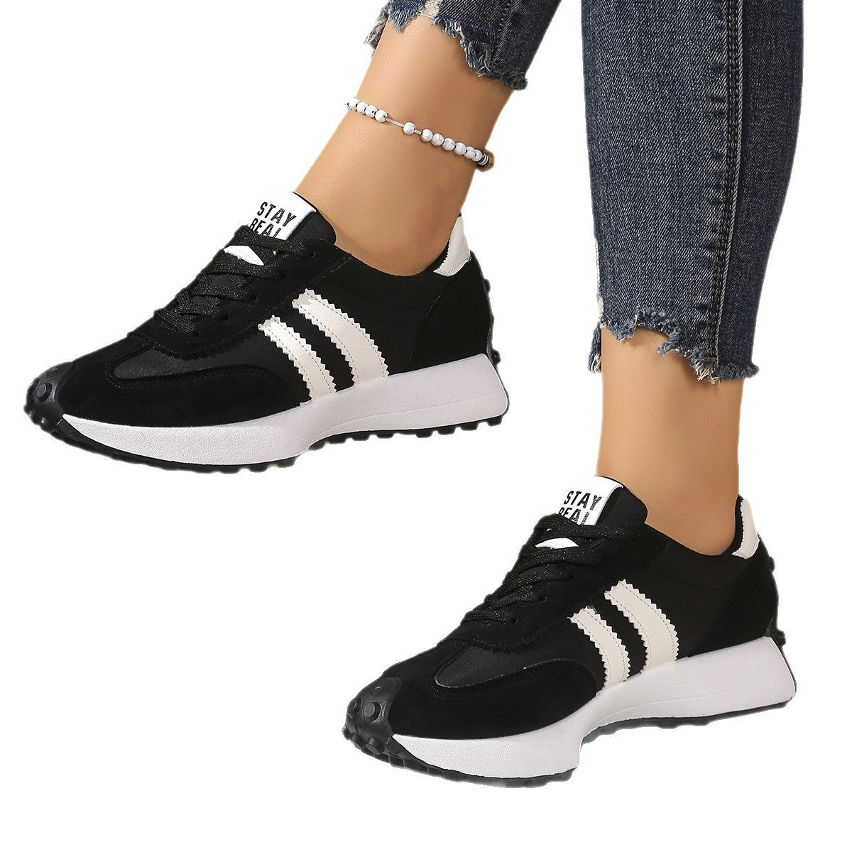 Sarah Express Women's Chunky Sole Breathable Mesh Sneakers