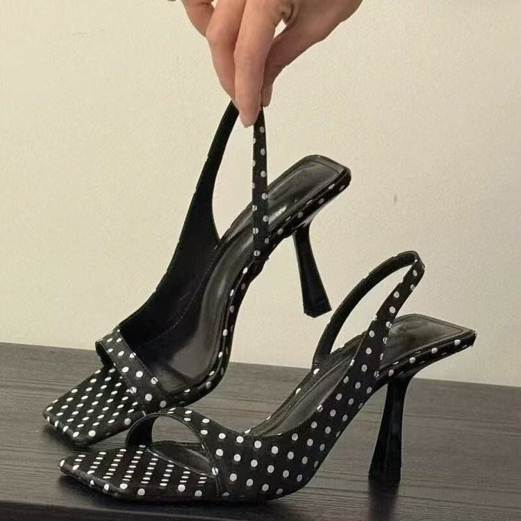 Sarah Express Stiletto Square-Toe Slingback Heels