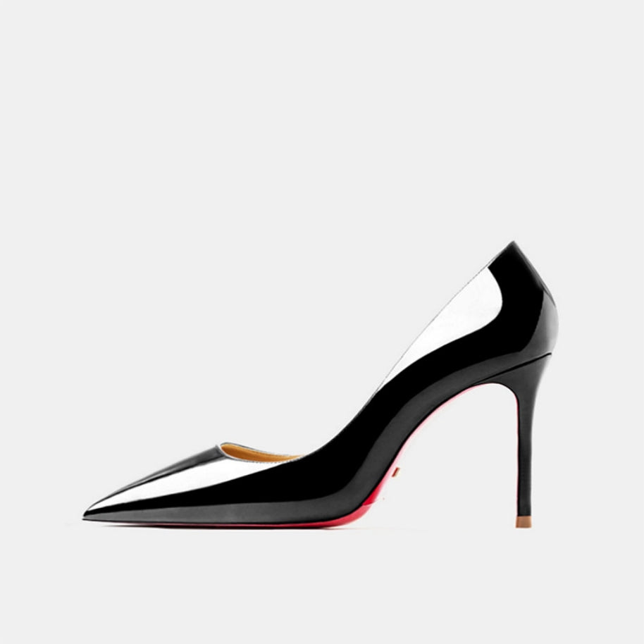 Sarah Express Patent Leather Pointed Toe Stiletto Heels Black 8cm