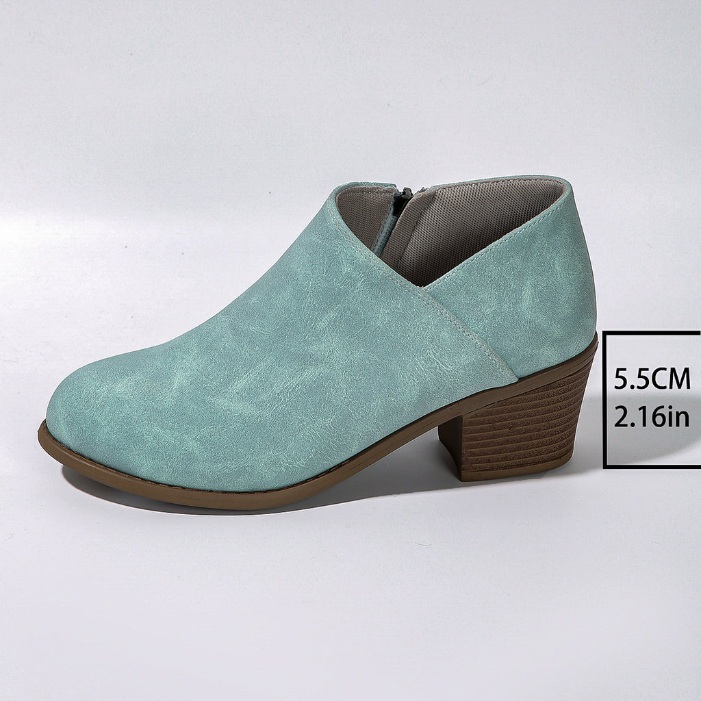 Sarah Express Women's Chunky Heel Round Toe Boots