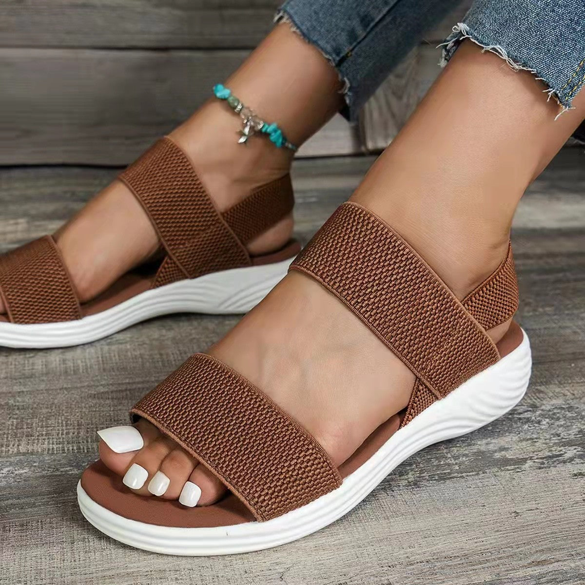 Sarah Express Elastic Strap Platform Sandals