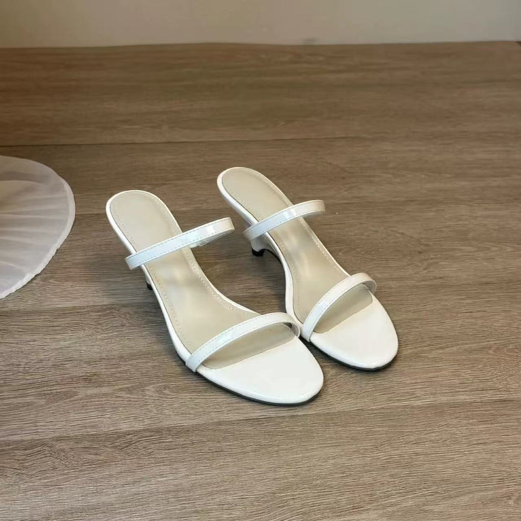 Sarah Express Minimalist Kitten Heel One-Strap Sandals