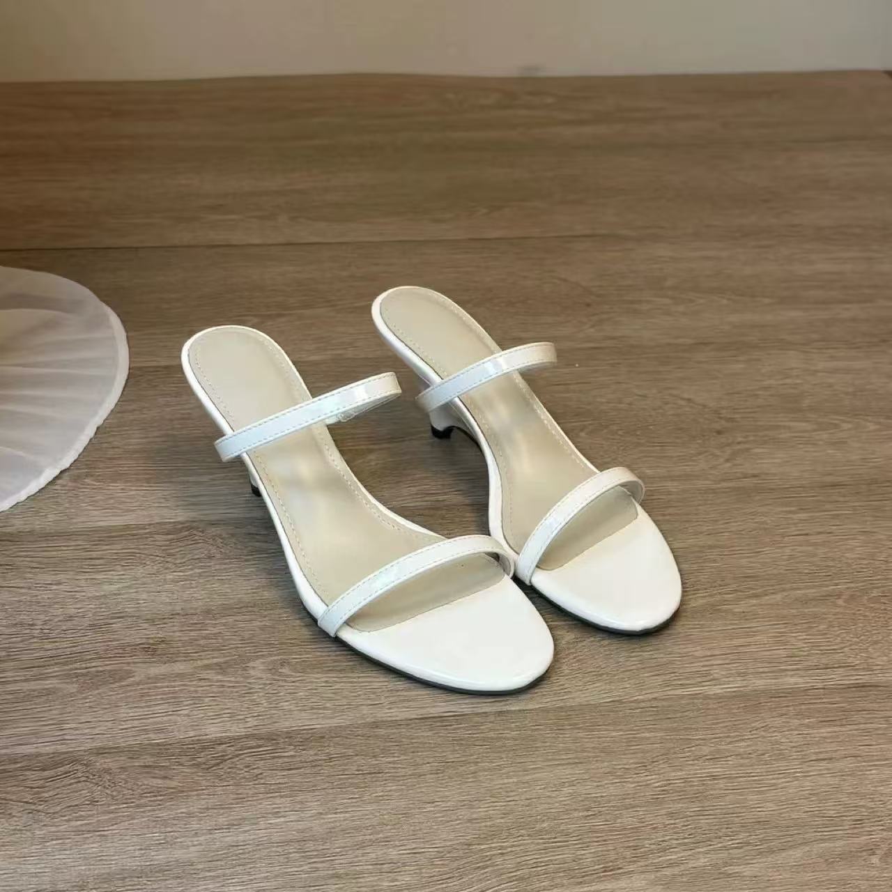 Sarah Express Minimalist Kitten Heel One-Strap Sandals