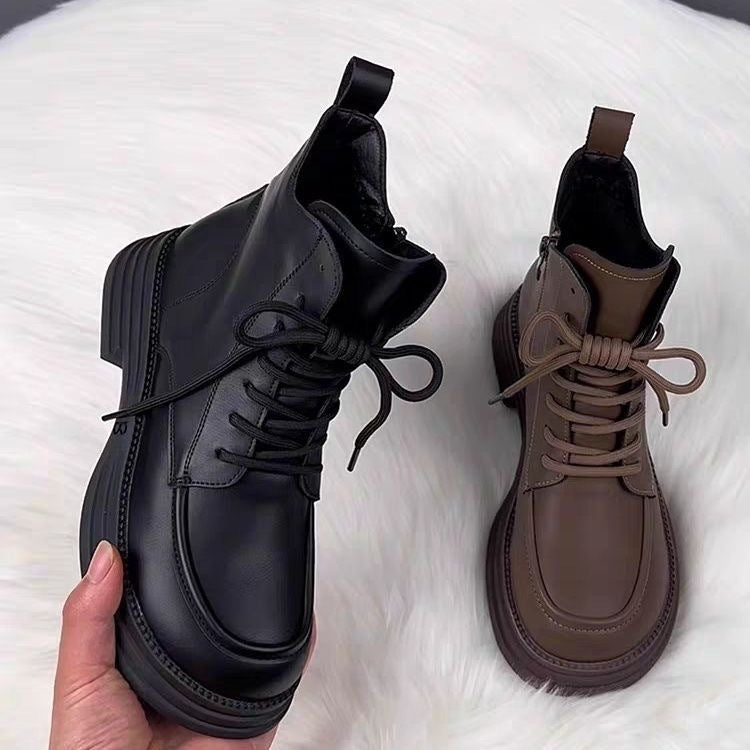 Sarah Express Chunky Sole Mid-Calf Lace-Up Boots