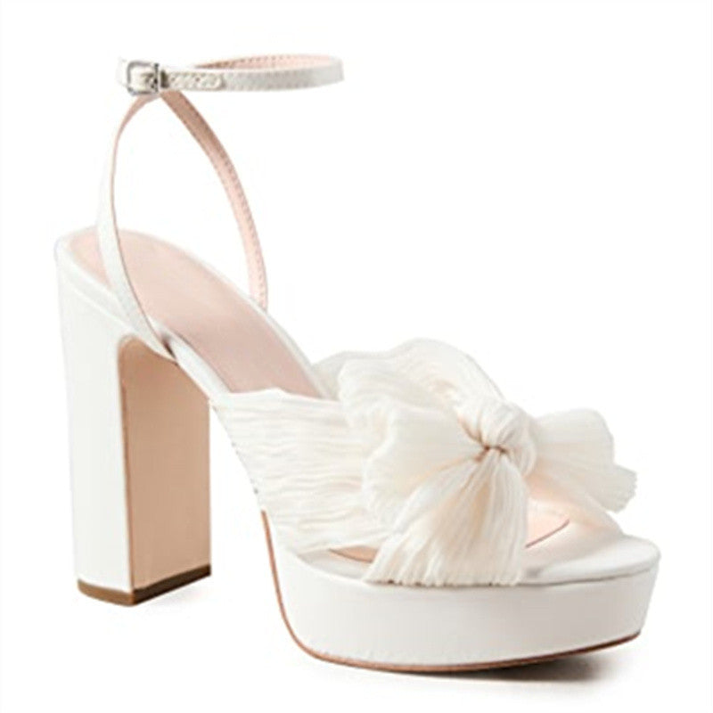 Sarah Express Platform Bowknot High Heel Sandals White