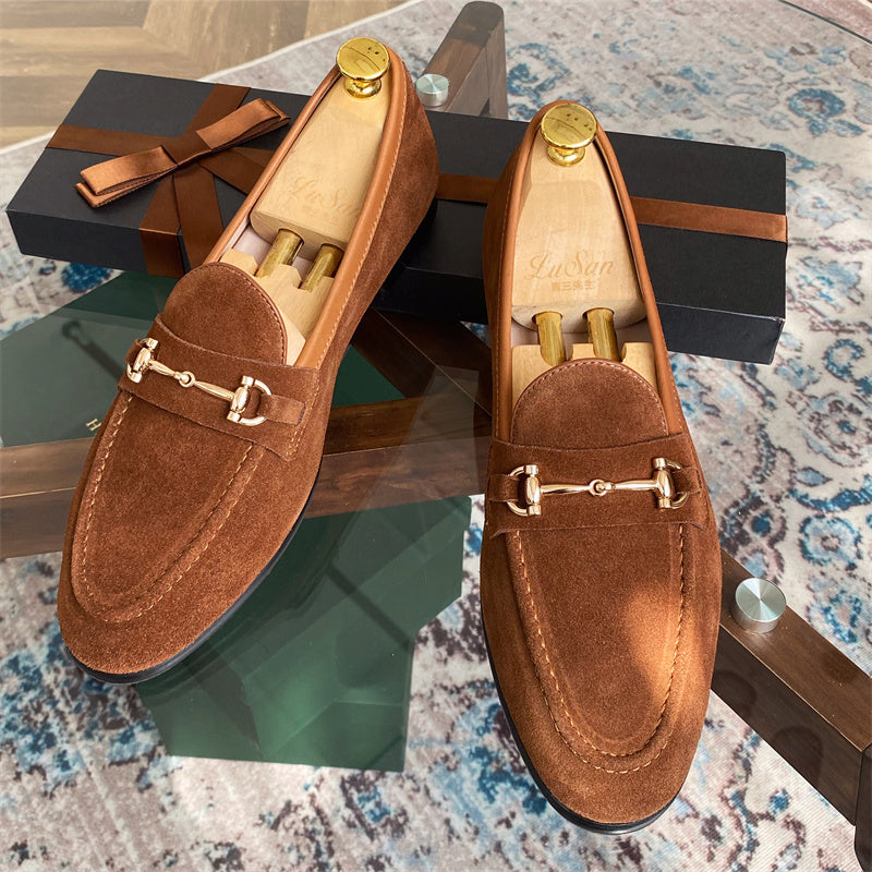 Sarah Express Men's Suede Horsebit Slip-On Loafers