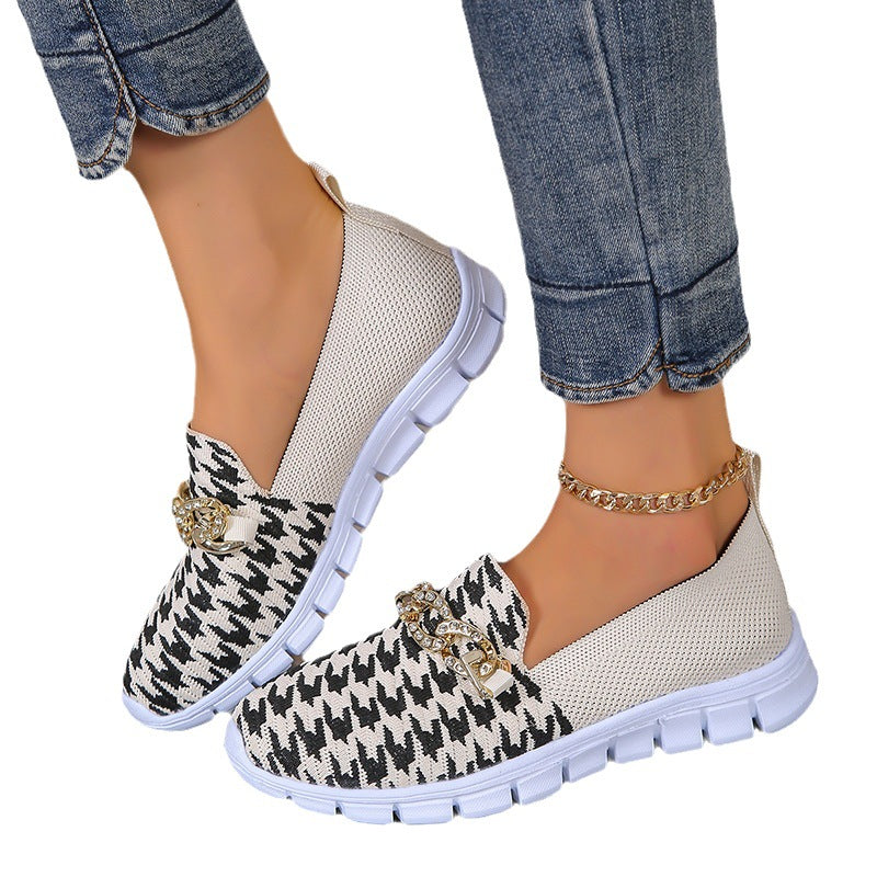 Sarah Express Houndstooth Chain Mesh Breathable Loafers