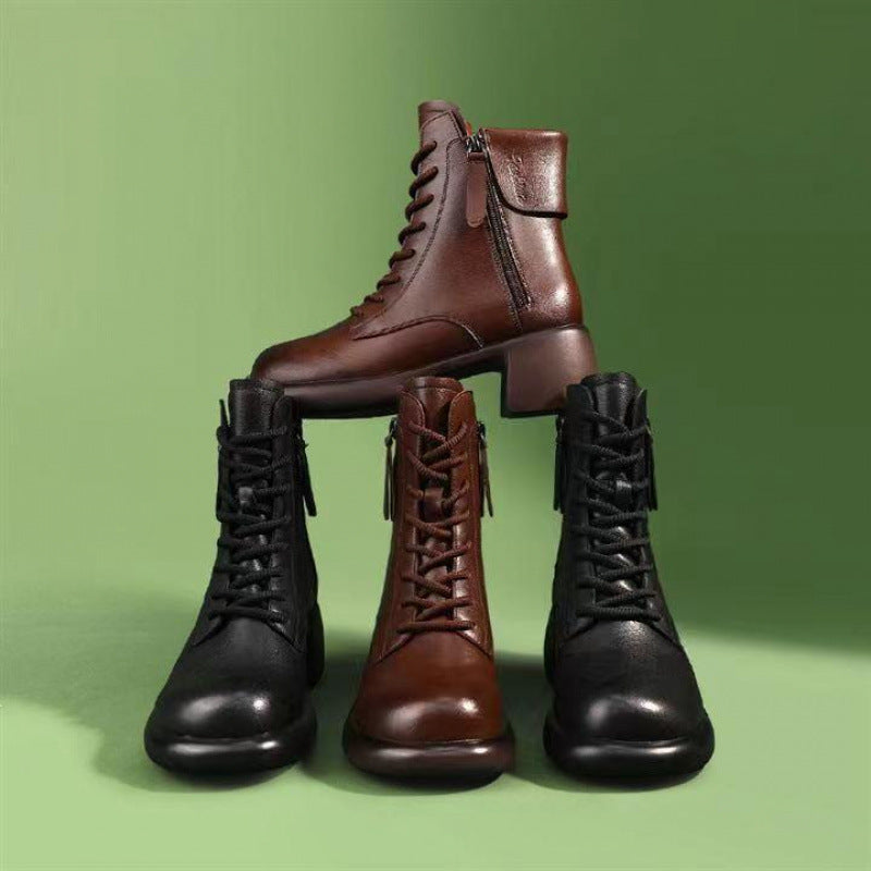 Sarah Express Vintage Chunky Heel Ankle Boots