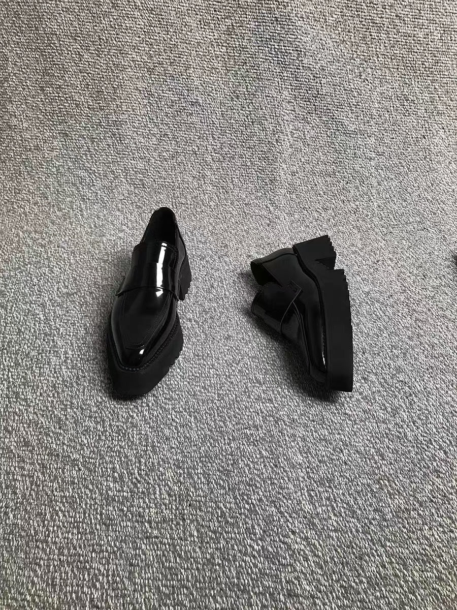 Sarah Express Chunky Platform Slip-On Loafers Black