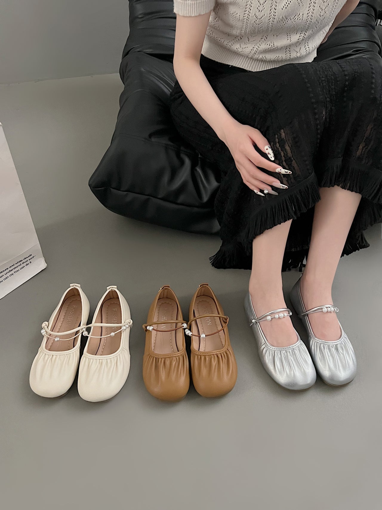 2026 Fall New Silver Mary Jane Loafers, French Gentle Shallow Vamp Flats Women Dress Shoes For Skirts – product detail alternate view 7