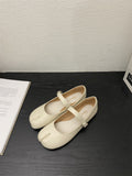 Sarah Express Split Toe Mary Jane Flat Shoes White