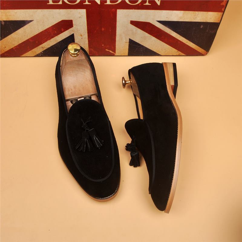 Sarah Express Classic British Pointed Toe Slip-On Loafers Black