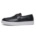 Sarah Express Textured Leather Bit Loafers for Men Black