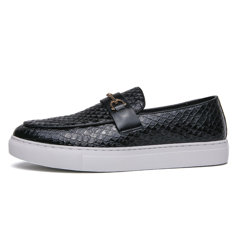 Sarah Express Textured Leather Bit Loafers for Men Black