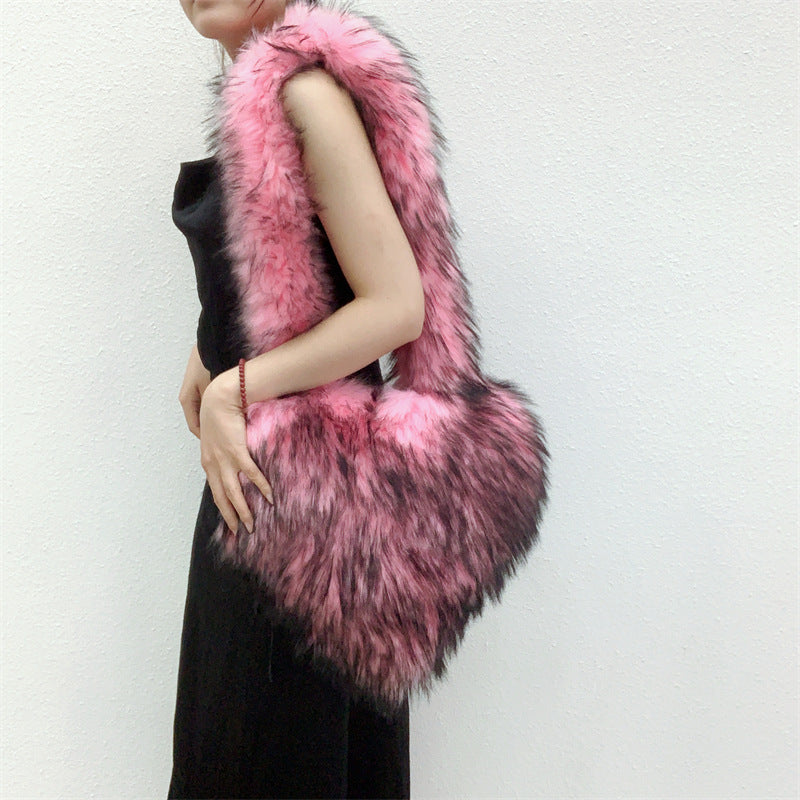 Sarah Express Plush Heart Shaped Shoulder Messenger Bag