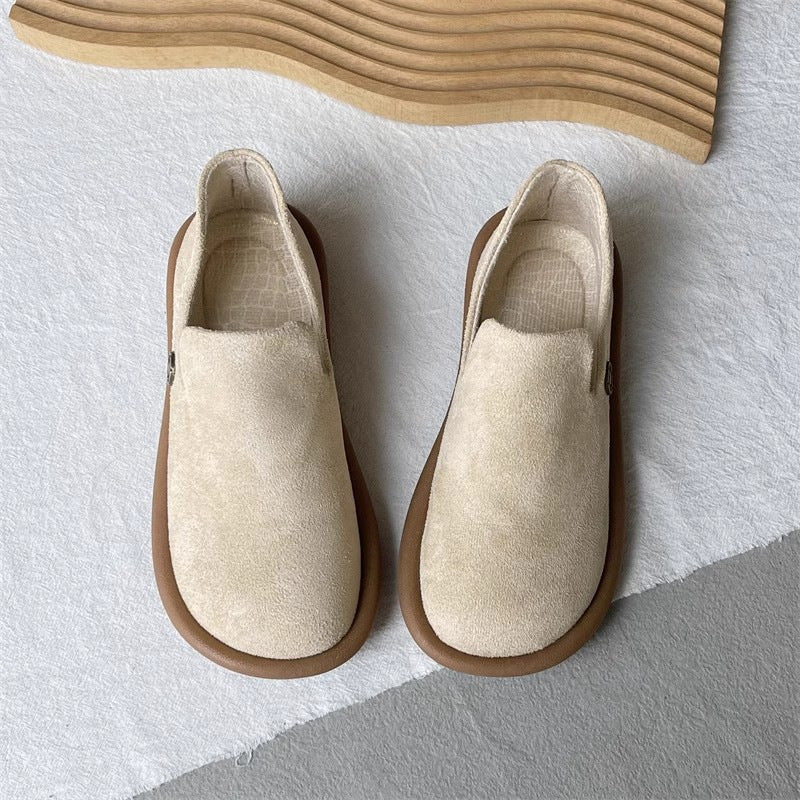 Sarah Express Vintage Suede Slip-On Round Toe Pumps