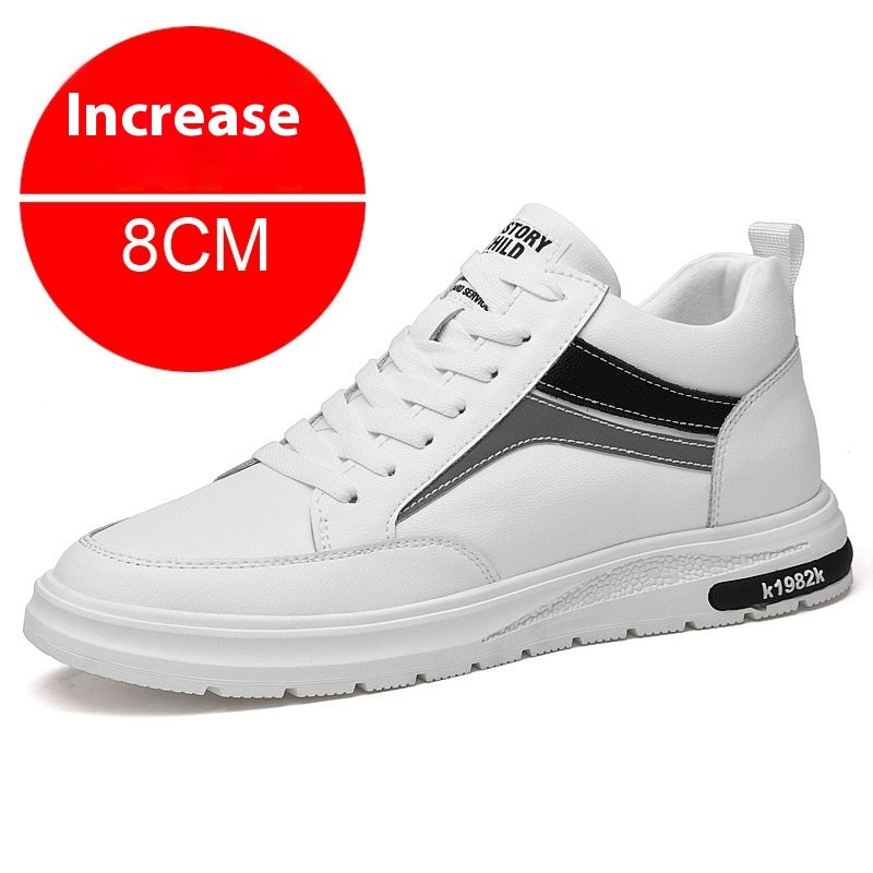 Sarah Express Men's Casual Height Increasing Lace-Up Sneakers White 8CM