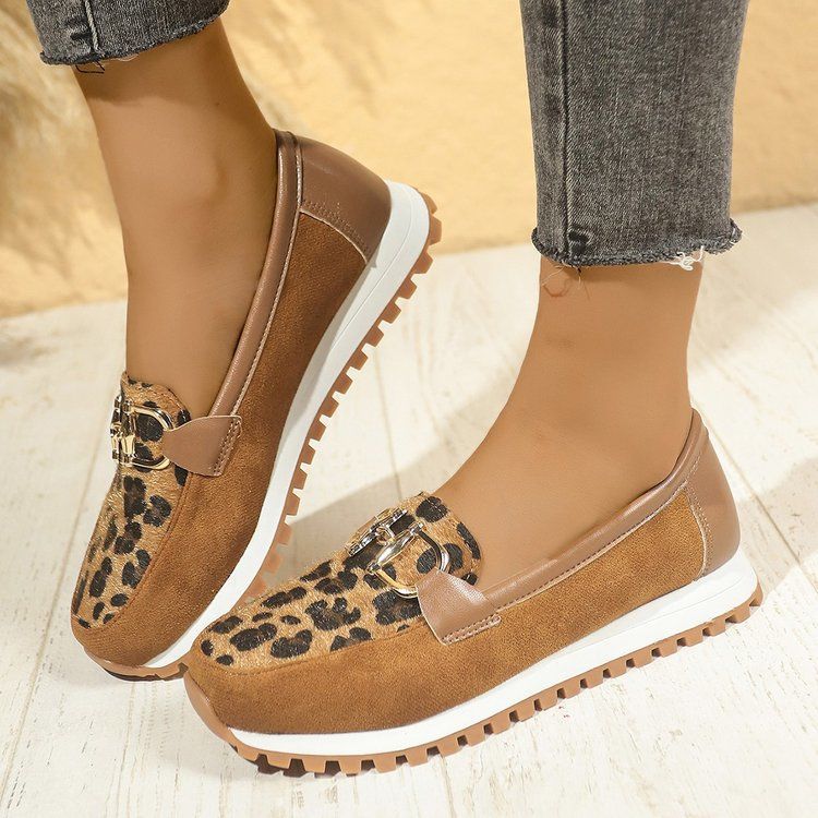 Sarah Express Round Toe Metal Buckle Leisure Loafers