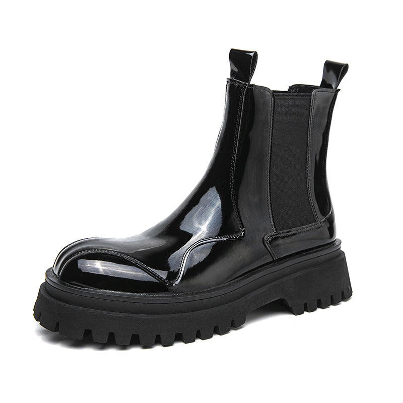 Sarah Express Men's Glossy Retro Ankle Boots Black