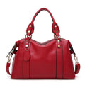 Sarah Express Lychee-Pattern Structured Shoulder Handbag Red