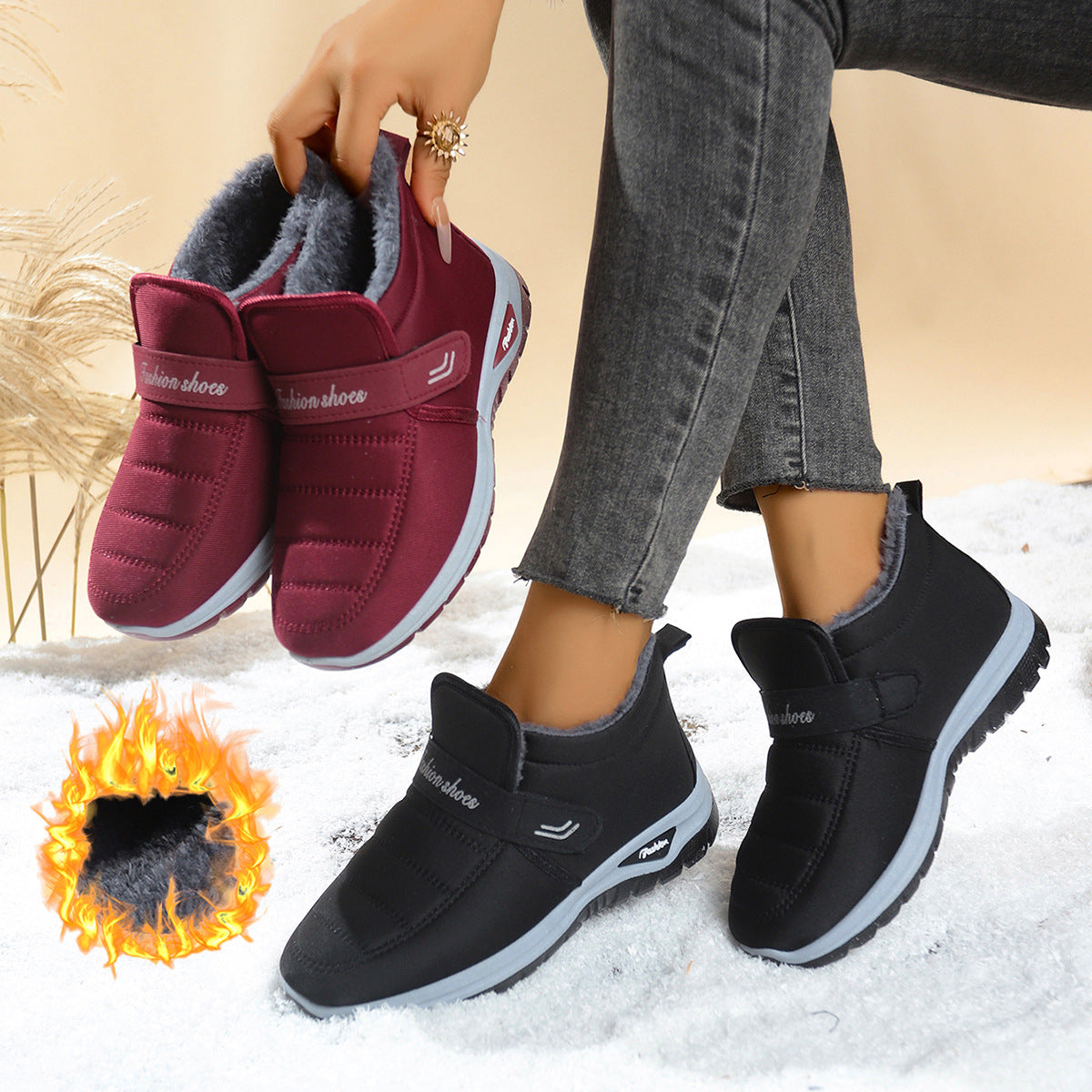 Sarah Express Women's Fleece Lined Slip On Snow Boots