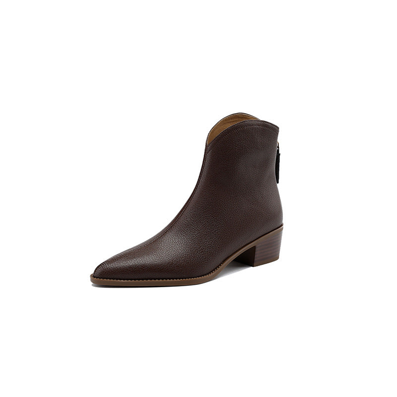 Sarah Express Women's Pointed Toe Back Zipper Ankle Boots