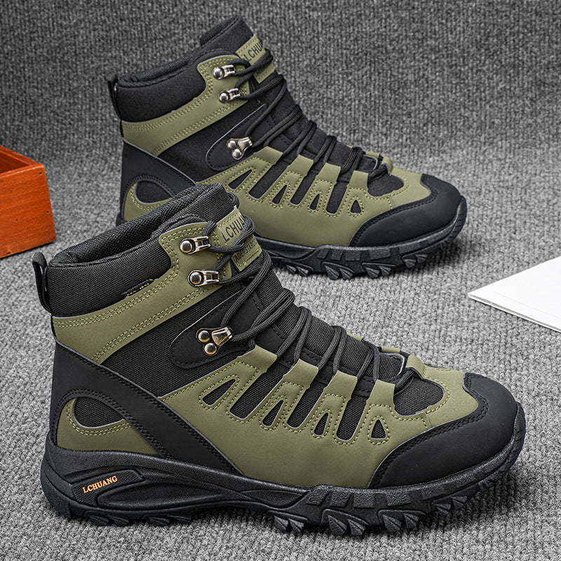 Sarah Express High-Top Lace-Up Boots Square Heel Army Green
