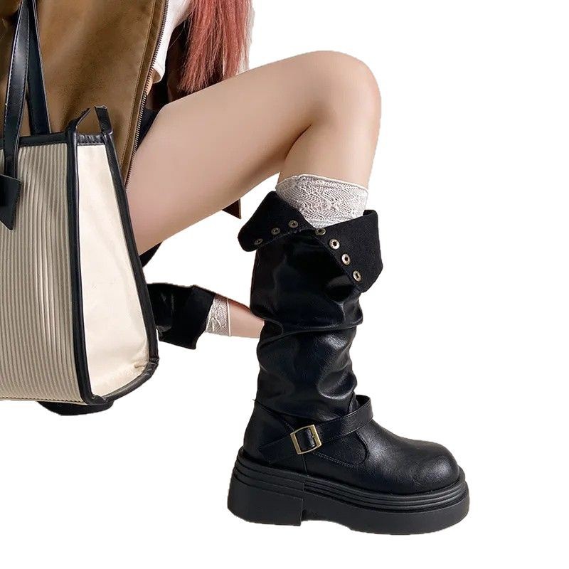 Sarah Express Chunky Block Sole Over-the-Knee Boots