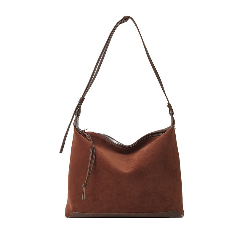 Sarah Express Structured PU Leather Commuter Crossbody Bag Matte Brown 43x10x26cm