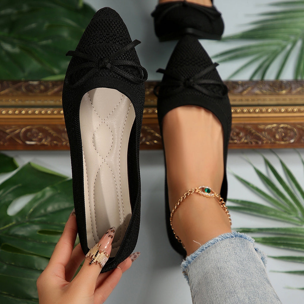 Bow Knitted Loafers Ins Fashion Pointed-toed Flats Shoes For Women – product detail alternate view 26