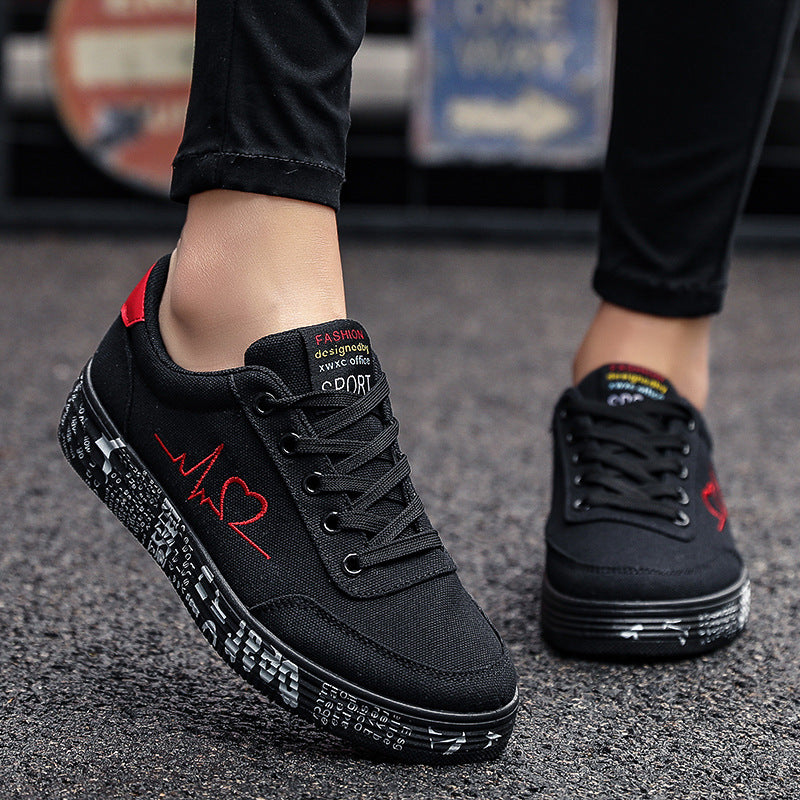 Sarah Express Love Print Unisex Canvas Sneakers Black