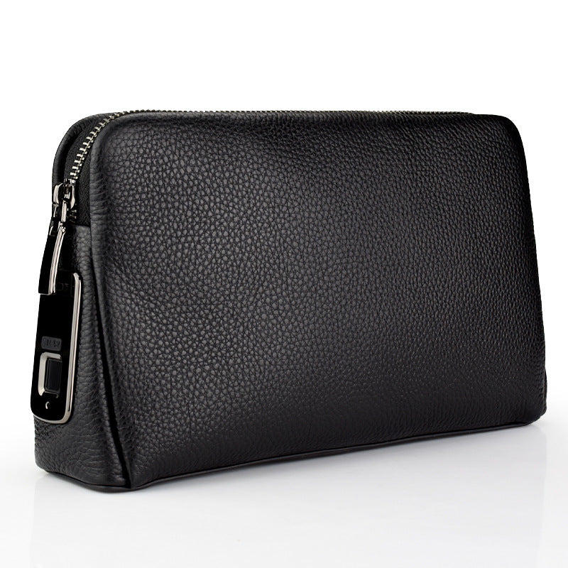 Sarah Express Fingerprint Lock Cowhide Business Clutch Bag